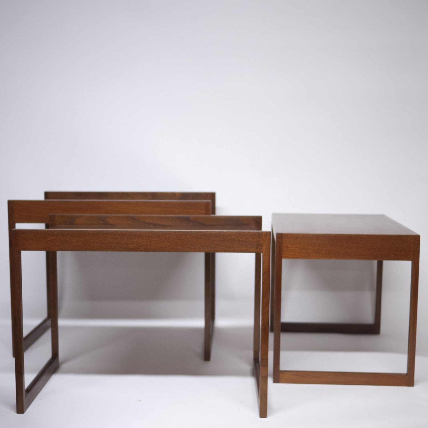 Danish Teak Stacking Nest Of Tables By Illum Wikkelso For CFC Silkeborg, 1960s