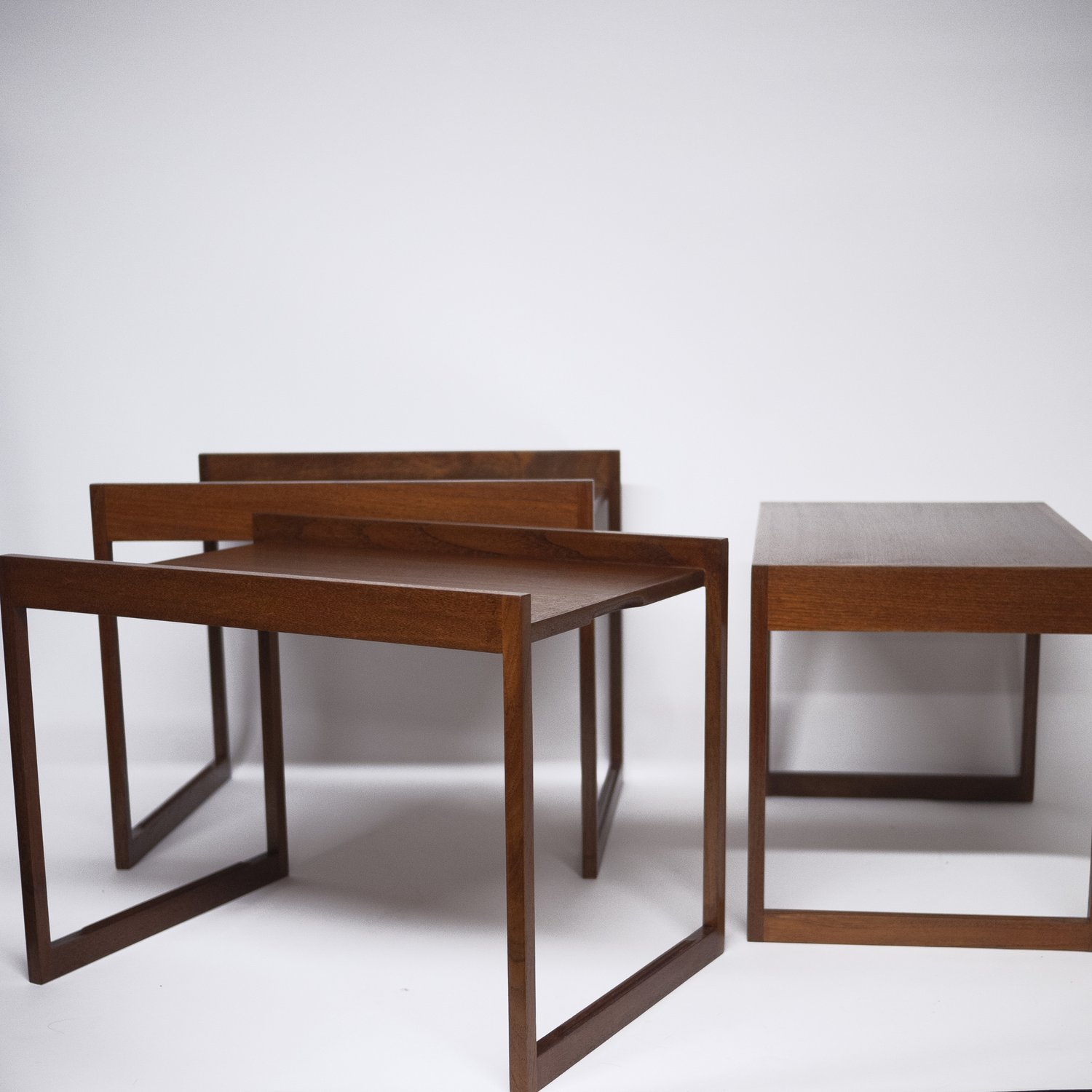 Danish Teak Stacking Nest Of Tables By Illum Wikkelso For CFC Silkeborg, 1960s