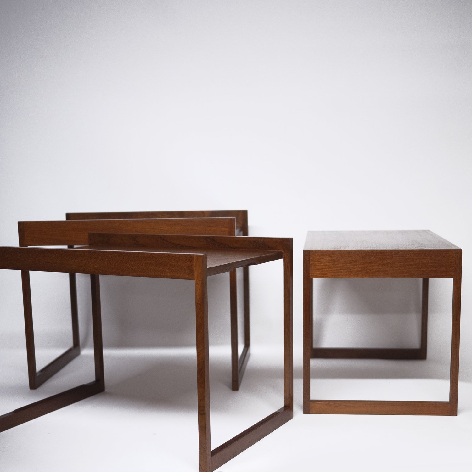 Danish Teak Stacking Nest Of Tables By Illum Wikkelso For CFC Silkeborg, 1960s