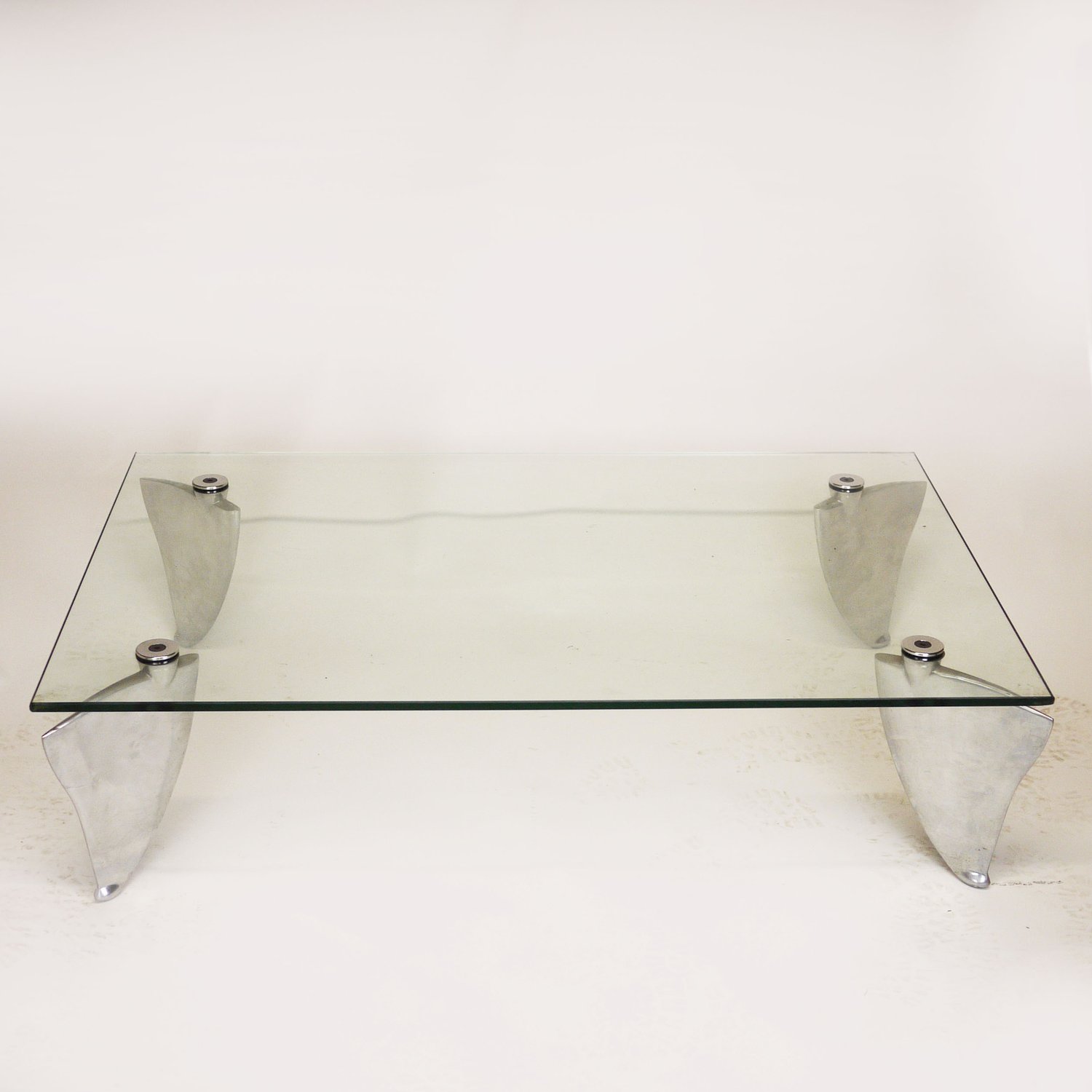 Vintage Glass & Aluminum 'Fipper' Coffee Table By Matthew Hilton For SCP, 1980s