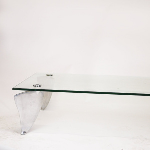 Vintage Glass & Aluminum 'Fipper' Coffee Table By Matthew Hilton For SCP, 1980s