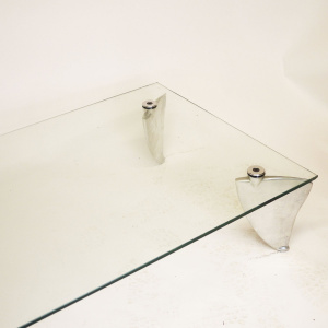 Vintage Glass & Aluminum 'Fipper' Coffee Table By Matthew Hilton For SCP, 1980s