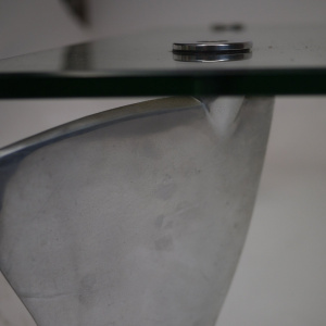 Vintage Glass & Aluminum 'Fipper' Coffee Table By Matthew Hilton For SCP, 1980s