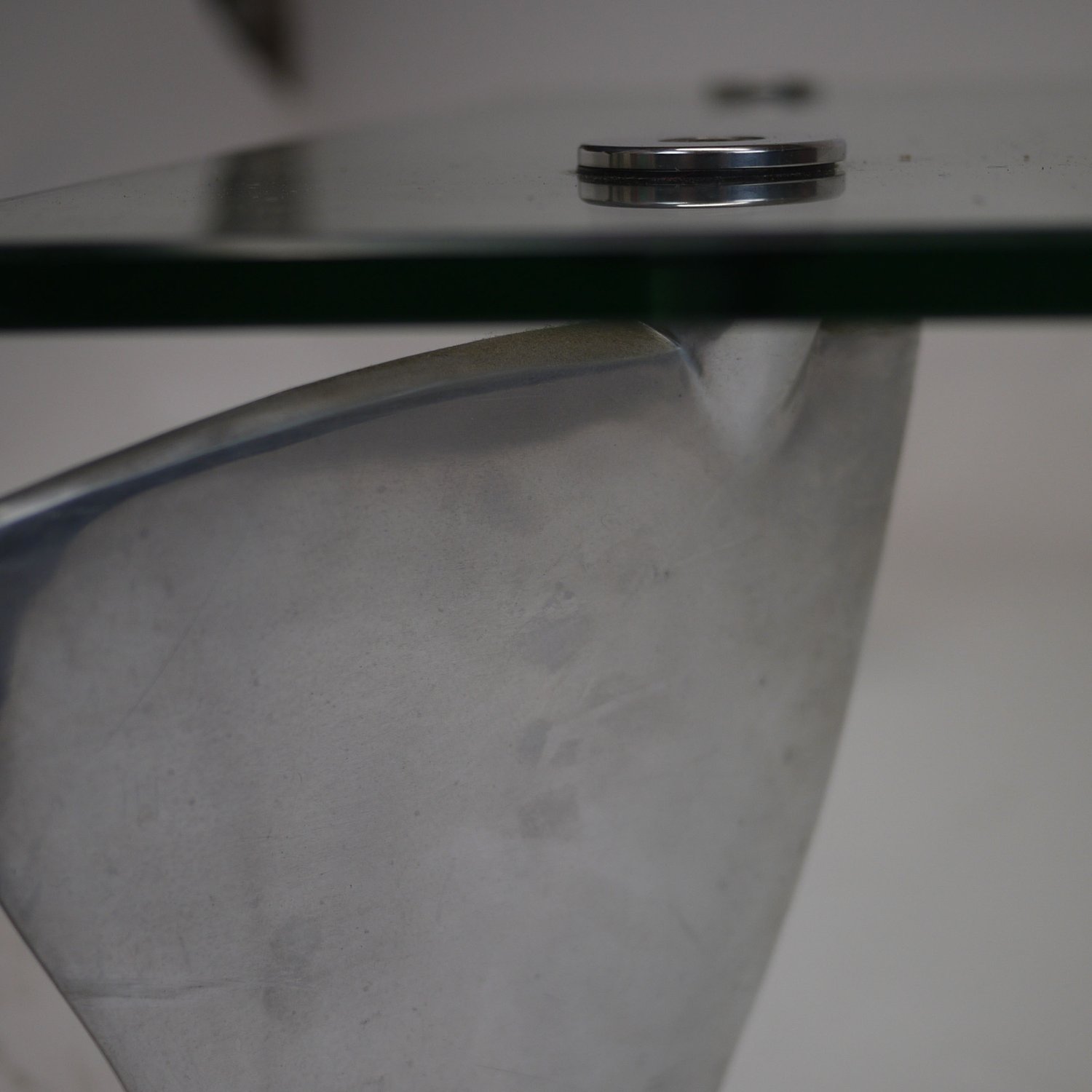Vintage Glass & Aluminum 'Fipper' Coffee Table By Matthew Hilton For SCP, 1980s