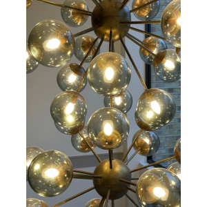 Futuristic Large Italian Glass & Brass Chandelier, 1980s