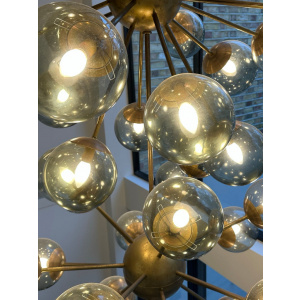 Futuristic Large Italian Glass & Brass Chandelier, 1980s