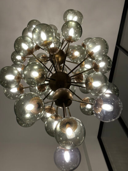 Futuristic Large Italian Glass & Brass Chandelier, 1980s - Image 10