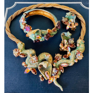 Stunning American Har Cobra Necklace Bracelet Earrings Jewellery Set, Circa 1959
