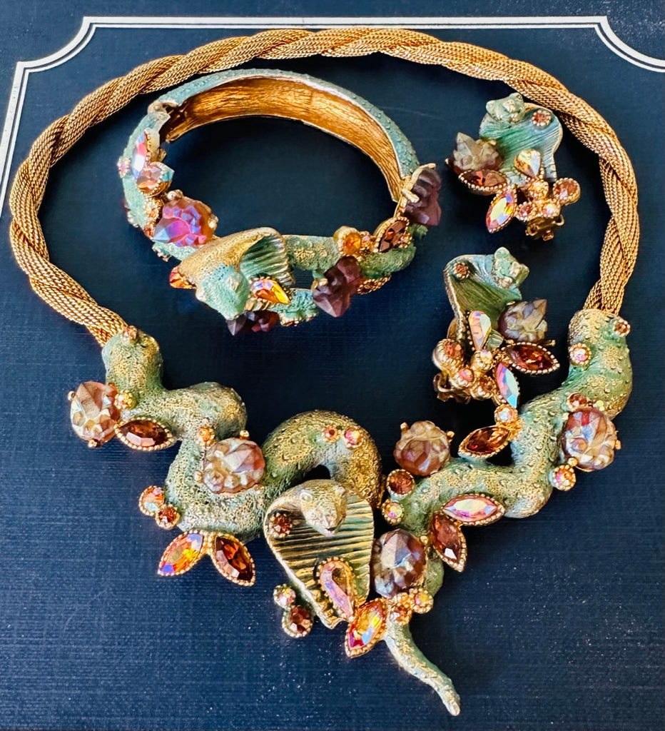 Stunning American Har Cobra Necklace Bracelet Earrings Jewellery Set, Circa 1959