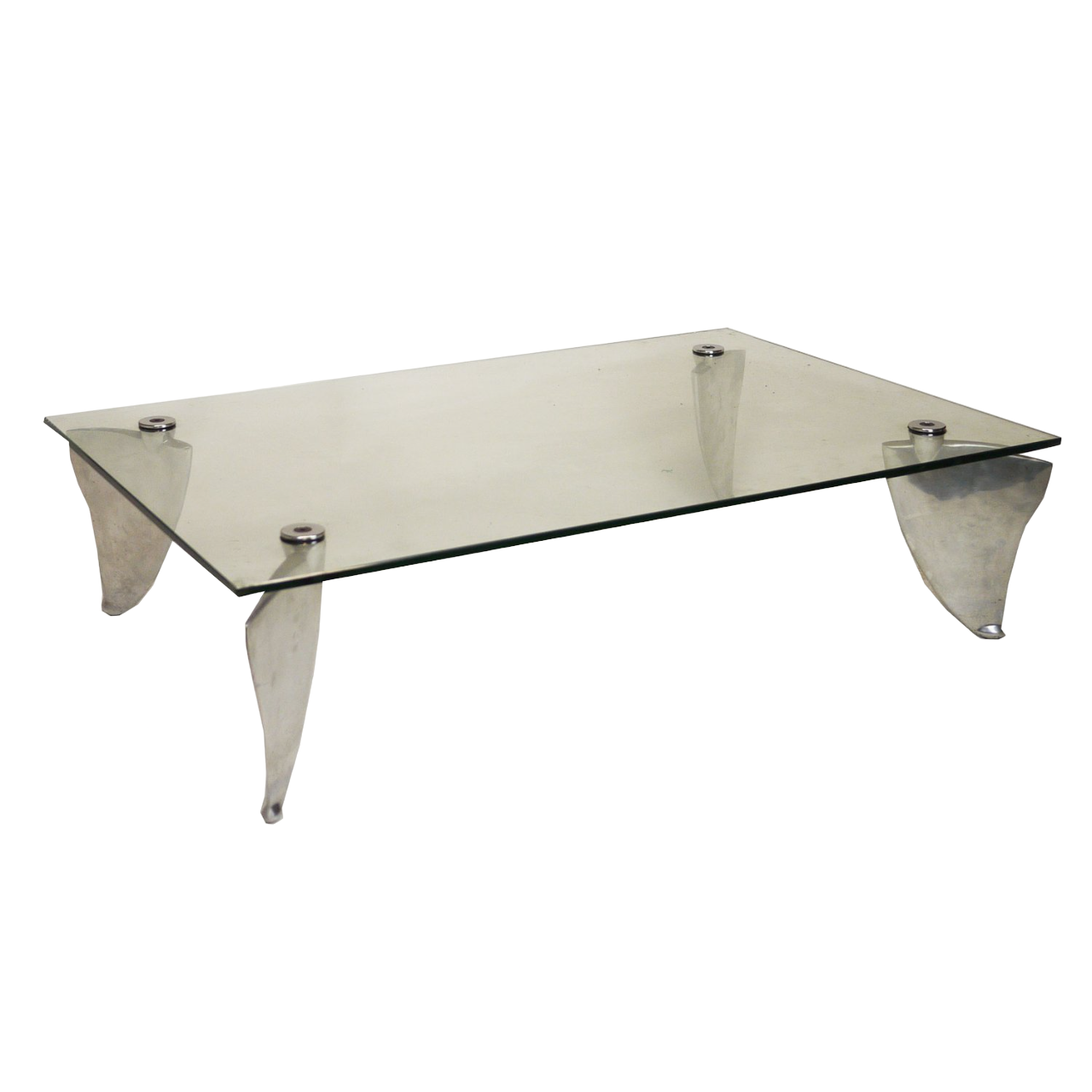 Vintage Glass & Aluminum 'Fipper' Coffee Table By Matthew Hilton For SCP, 1980s