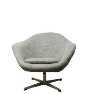 Vintage Swivel Newly Upholstered BlueGrey Egg Chair, 1970s