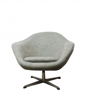 Vintage Swivel Newly Upholstered BlueGrey Egg Chair, 1970s