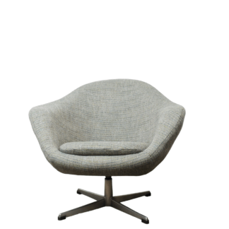 Vintage Swivel Newly Upholstered BlueGrey Egg Chair, 1970s