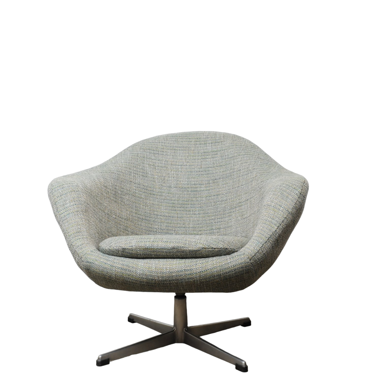 Vintage Swivel Newly Upholstered BlueGrey Egg Chair, 1970s