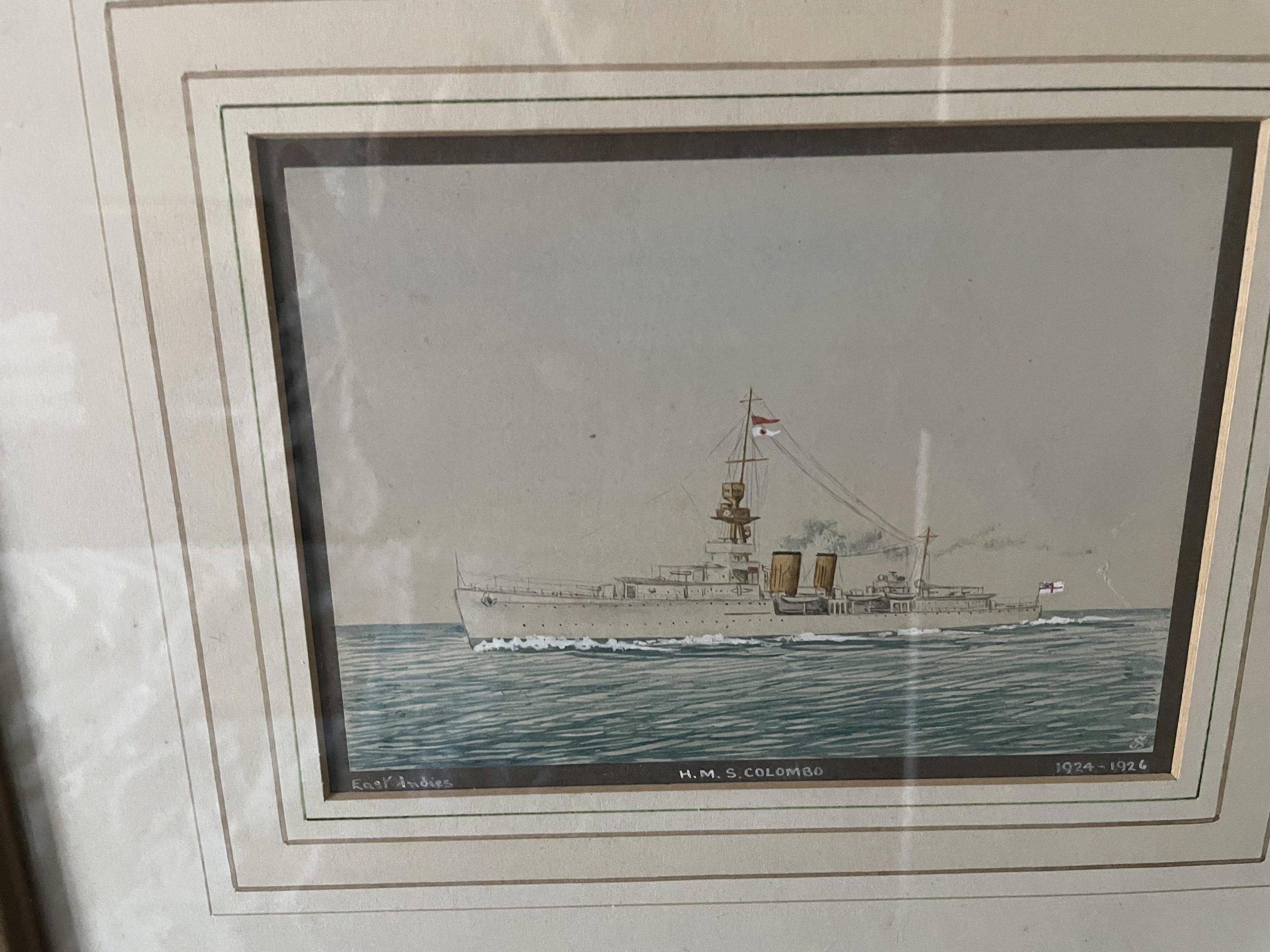 Watercolour of HMS Colombo