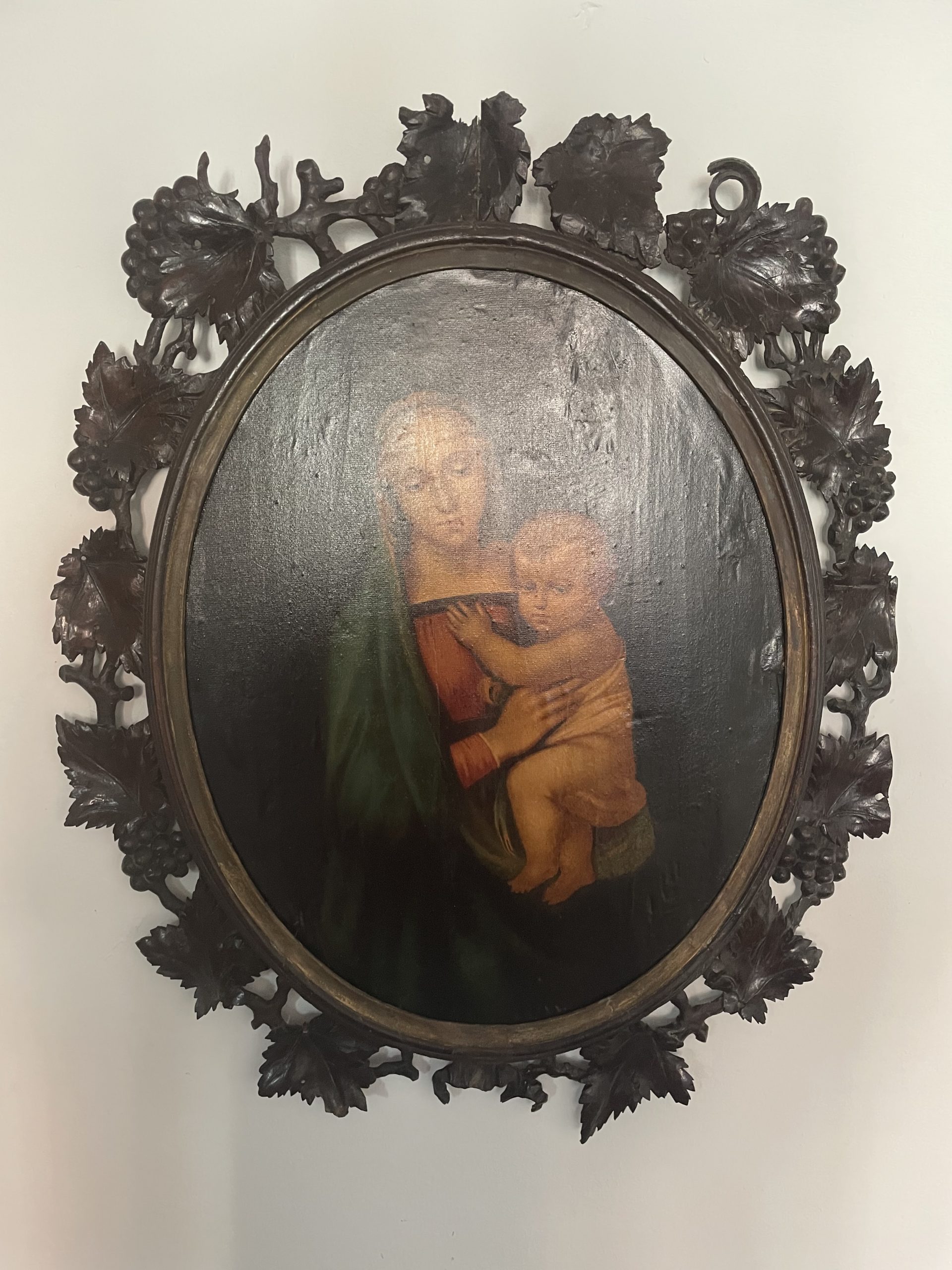 Oval raphael madonna and child oil painting