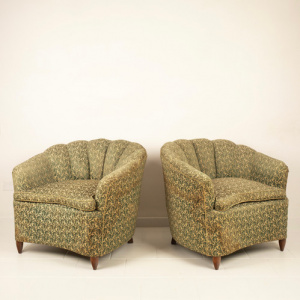 Pair of Giò Ponti Style Shell Armchairs for Home & Garden