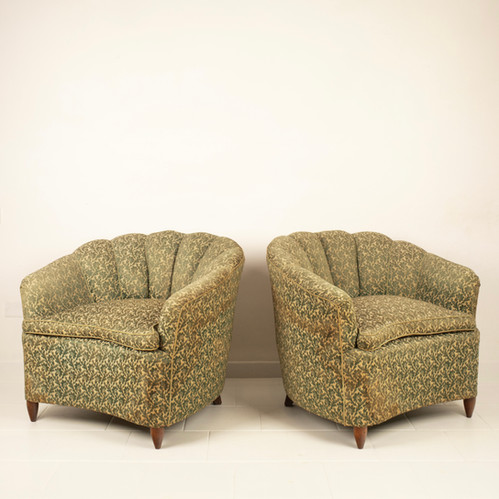Pair of Giò Ponti Style Shell Armchairs for Home & Garden