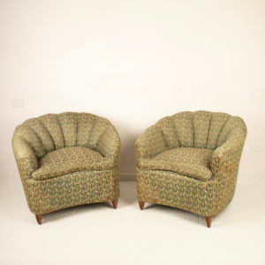 Pair of Giò Ponti Style Shell Armchairs for Home & Garden