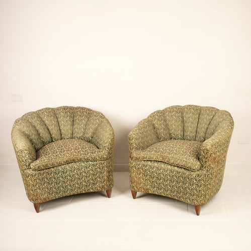 Pair of Giò Ponti Style Shell Armchairs for Home & Garden