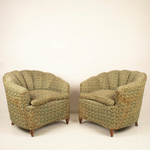 Pair of Giò Ponti Style Shell Armchairs for Home & Garden