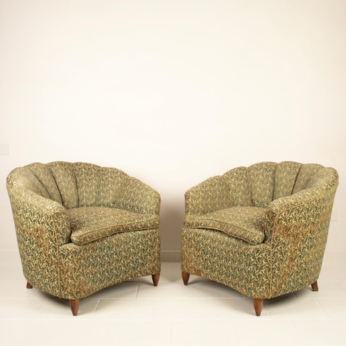 Pair of Giò Ponti Style Shell Armchairs for Home & Garden