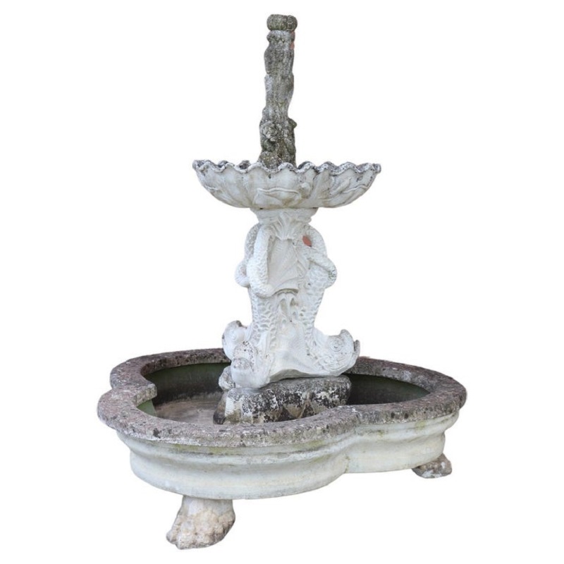 Large Neoclassical Garden Fountain with Statue, 1930s