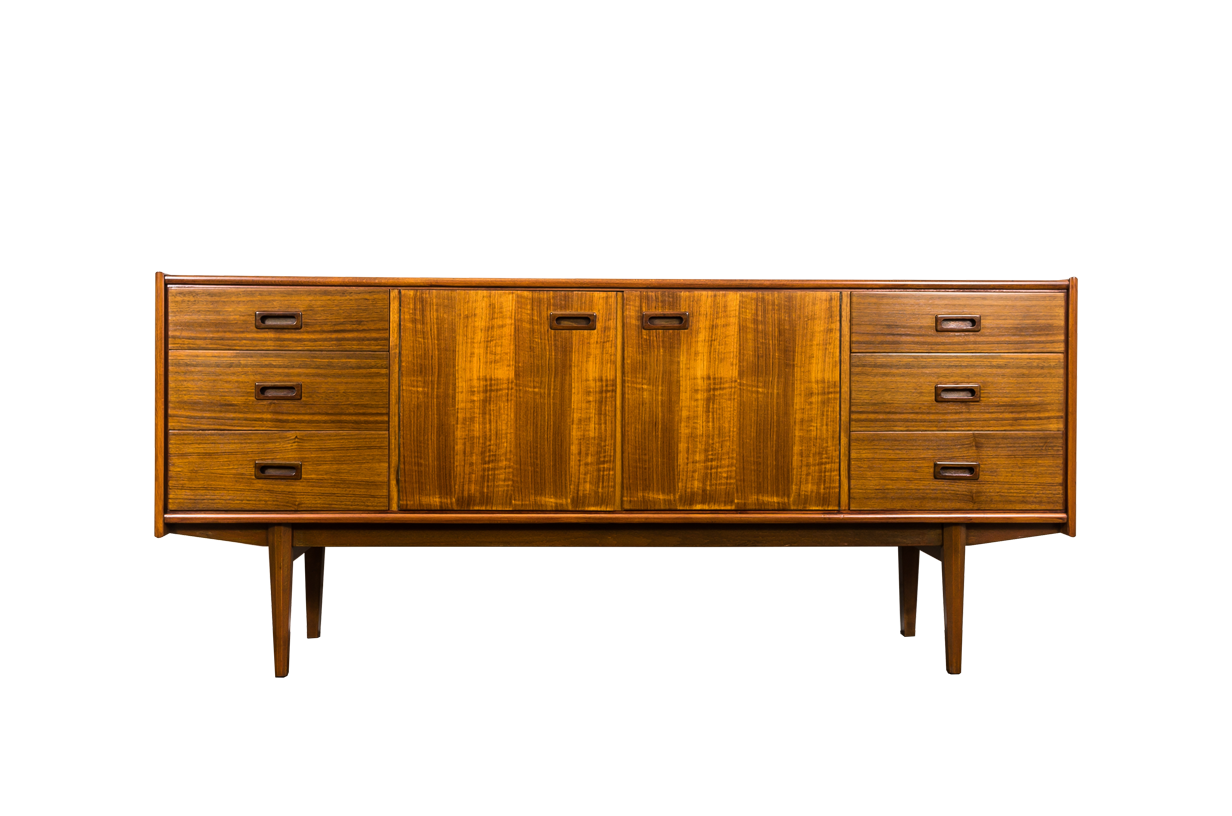 Restored Walnut Sideboard From Bydgoskie Furniture Factory, 1960s