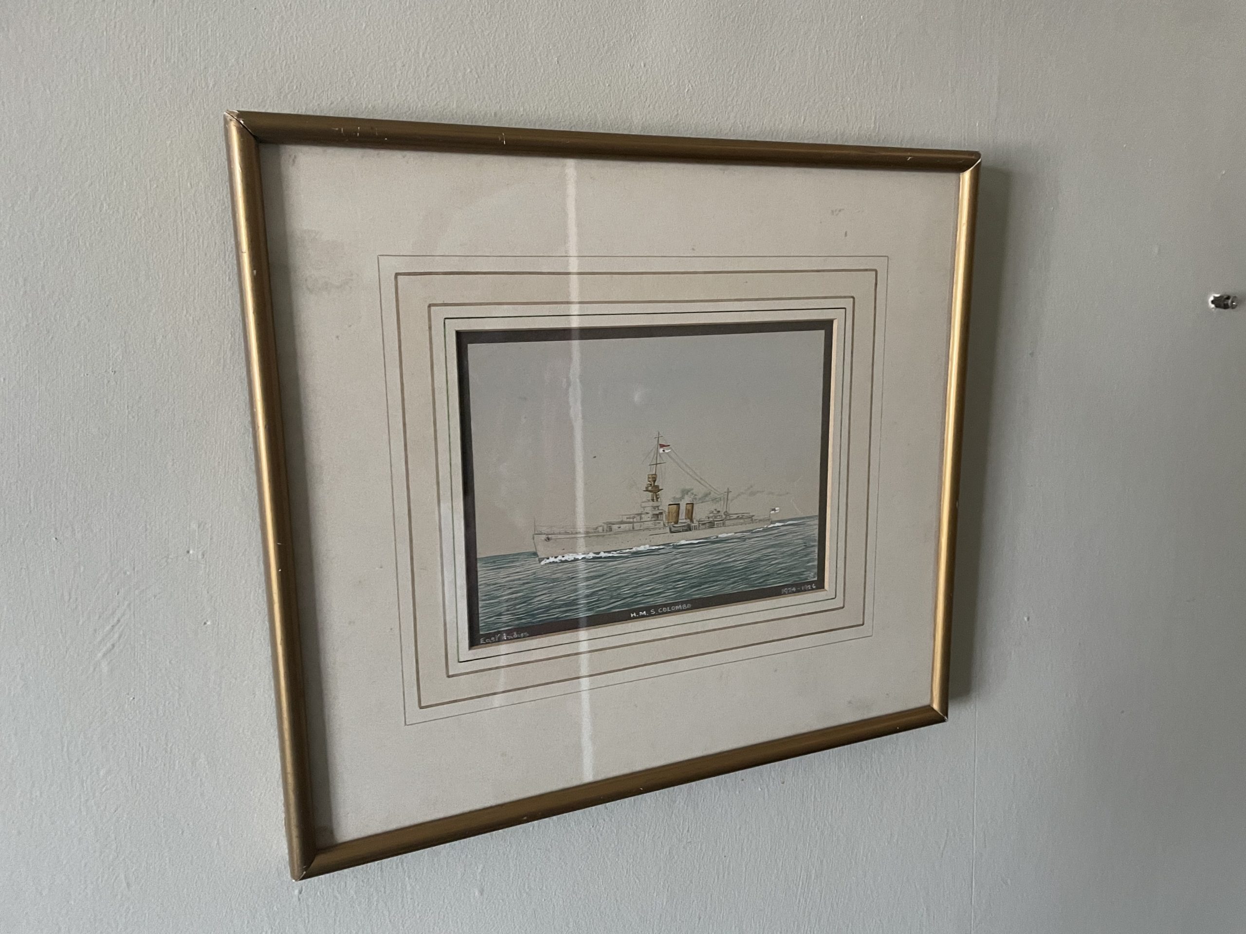 Watercolour of HMS Colombo