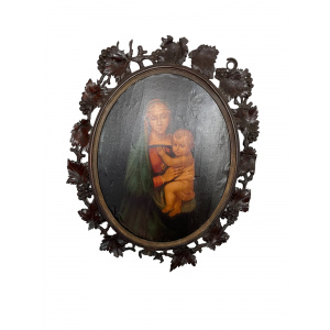 Oval raphael madonna and child oil painting