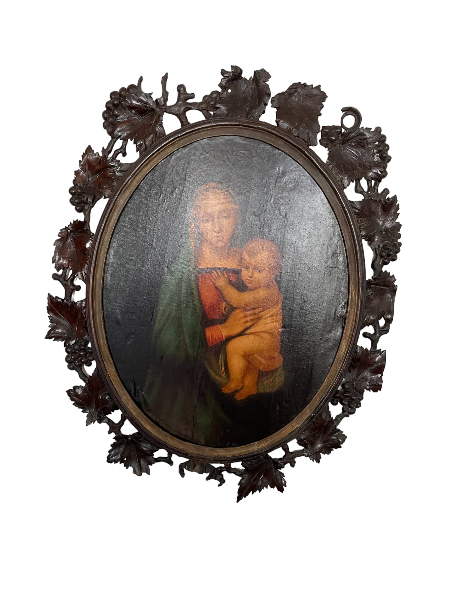 Oval raphael madonna and child oil painting