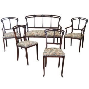 Art Nouveau Living Room Set, Set of 5