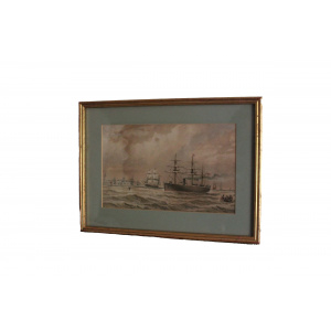 Pair of antique watercolours ships of the kent coast