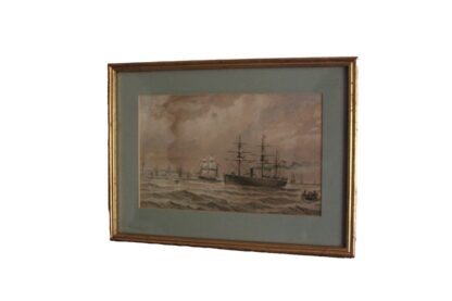 Pair of antique watercolours ships of the kent coast - Image 3