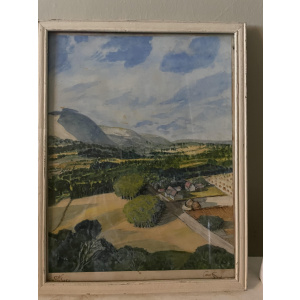 1950s watercolour haystacks at Giverny France