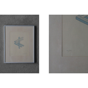 Oscar Reutersvärd, Impossible Figures,Color Lithograph, Framed