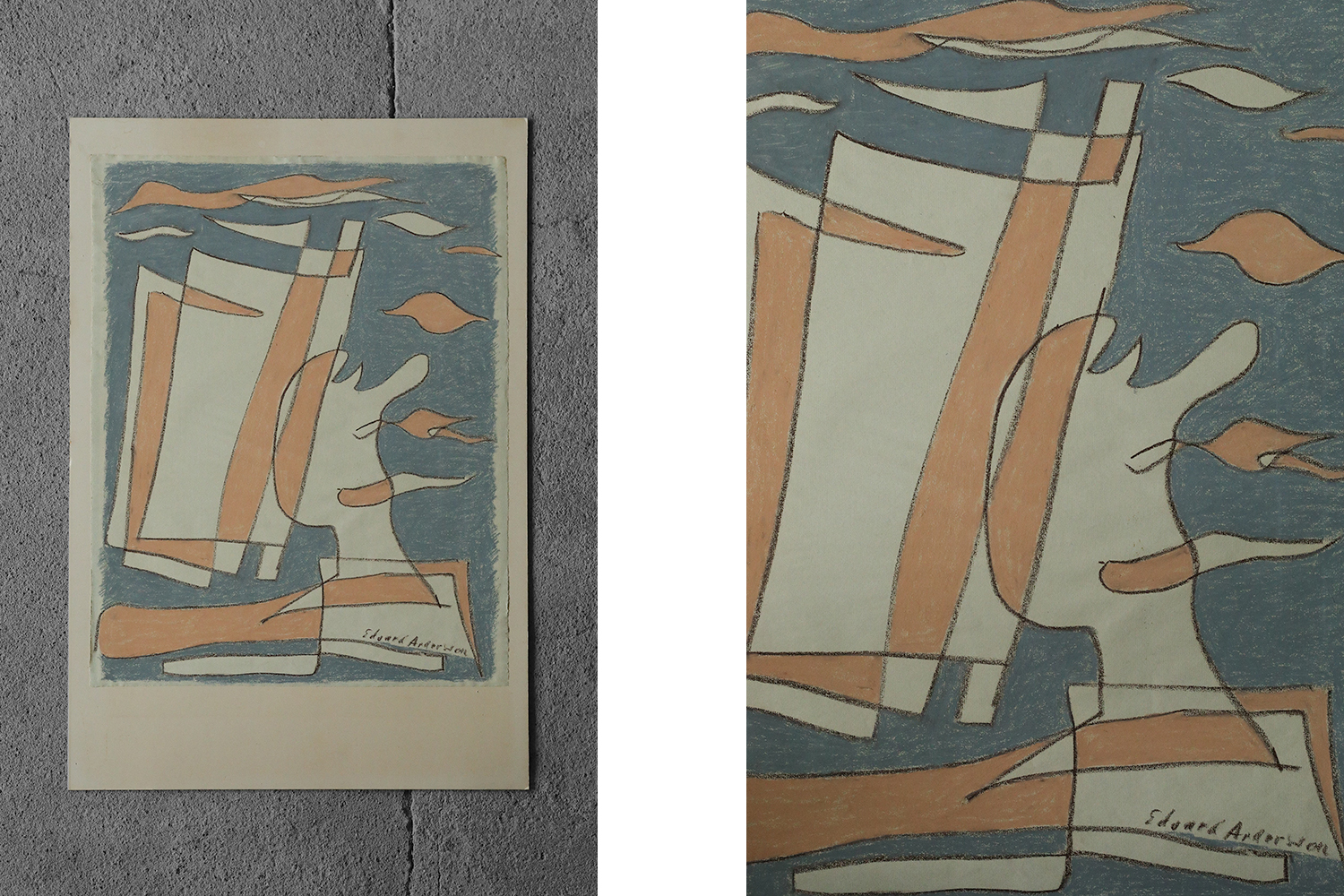 Pastel drawing by Edvard Andersson, Komposition