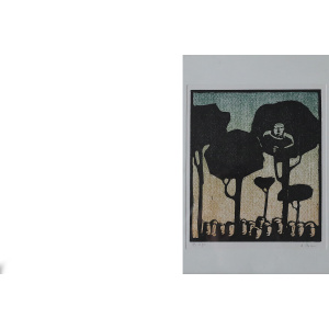 Åke Holm, Biblical Theme, Linocut, 1970s, Framed