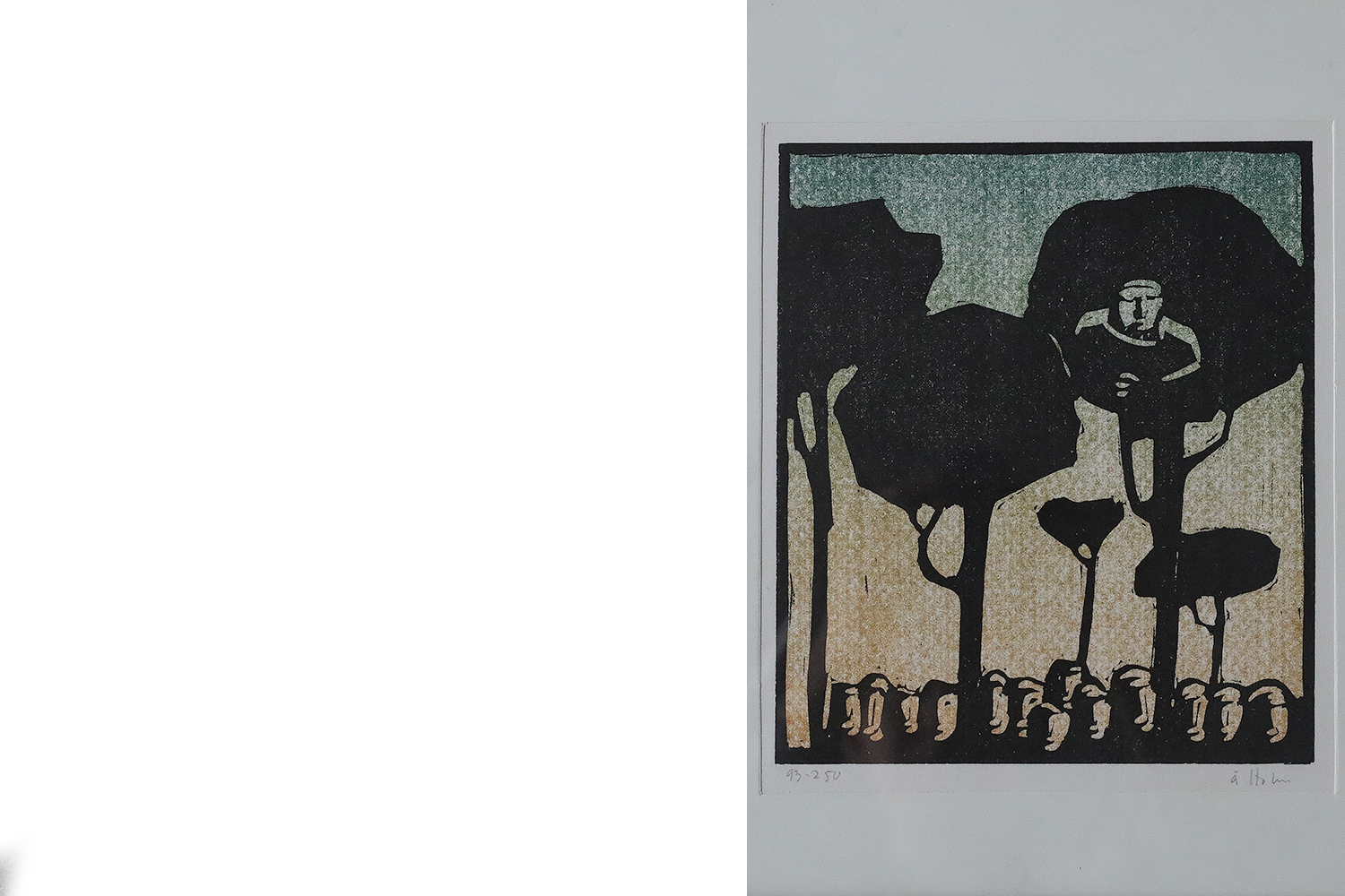 Åke Holm, Biblical Theme, Linocut, 1970s, Framed