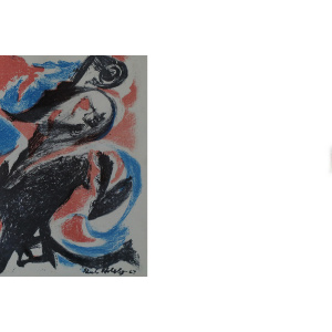 Paul Holsby, Bergets röda, Color Lithograph, 1963, Framed