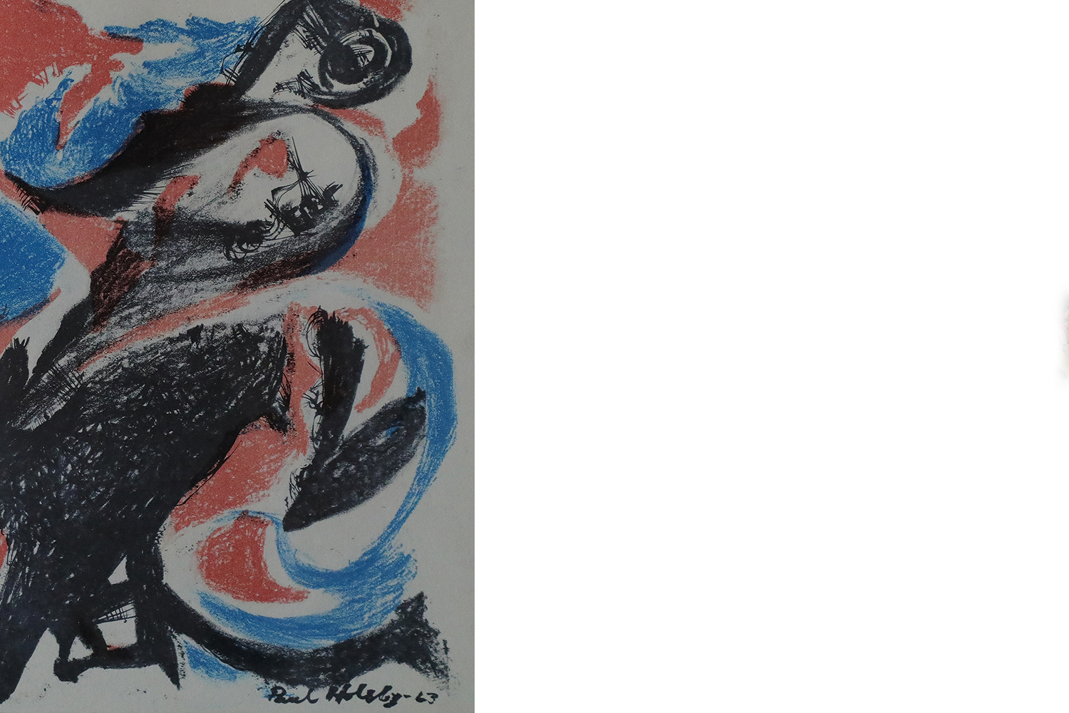 Paul Holsby, Bergets röda, Color Lithograph, 1963, Framed