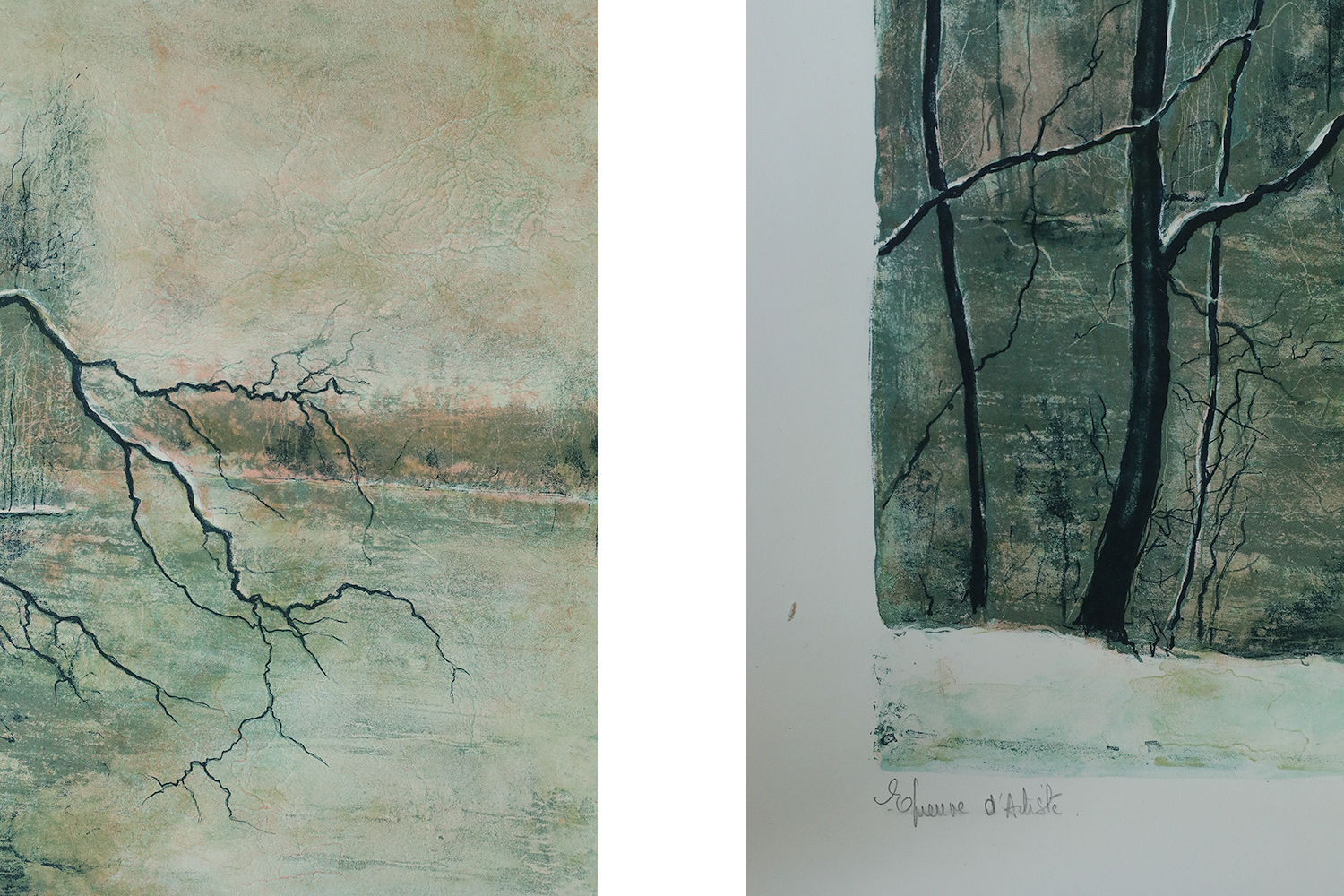 Bernard Gantner, Lac Hivernal Aux Voges, Lithograph on Woven Paper, 1970s