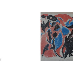 Paul Holsby, Bergets röda, Color Lithograph, 1963, Framed