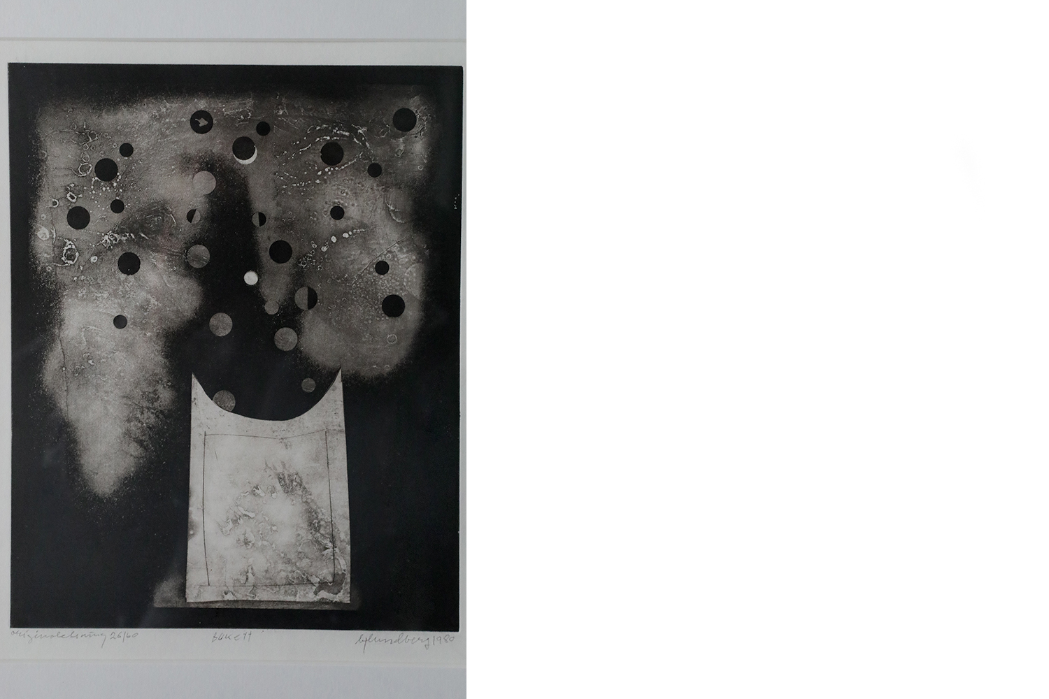 Bertil Lundberg, Bukett, Etching, 1980, Framed