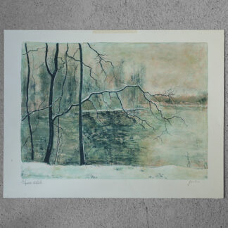Bernard Gantner, Lac Hivernal Aux Voges, Lithograph on Woven Paper, 1970s