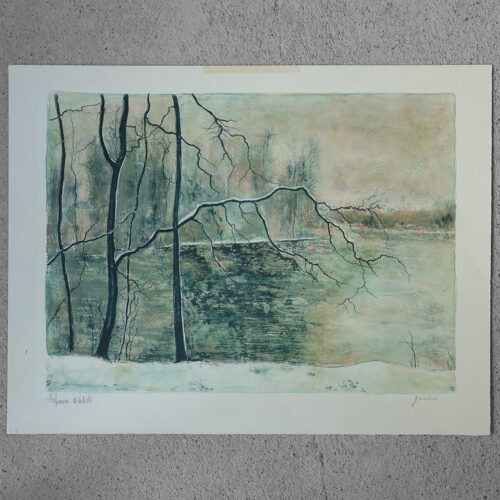 Bernard Gantner, Lac Hivernal Aux Voges, Lithograph on Woven Paper, 1970s
