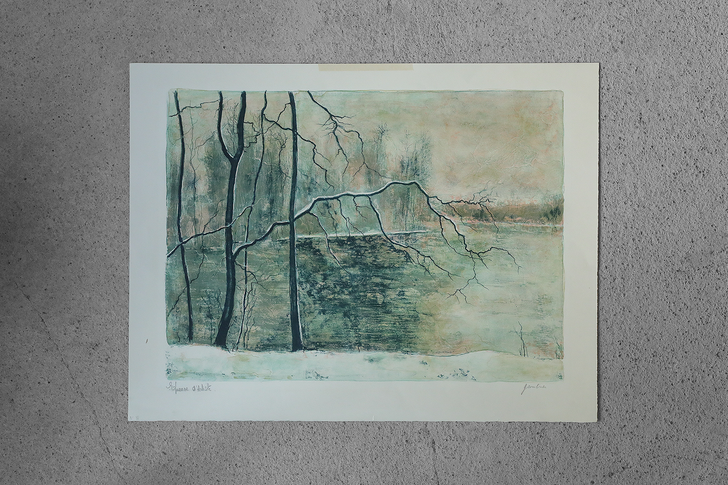Bernard Gantner, Lac Hivernal Aux Voges, Lithograph on Woven Paper, 1970s