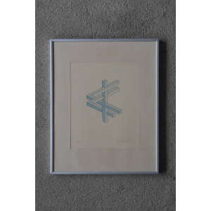 Oscar Reutersvärd, Impossible Figures,Color Lithograph, Framed
