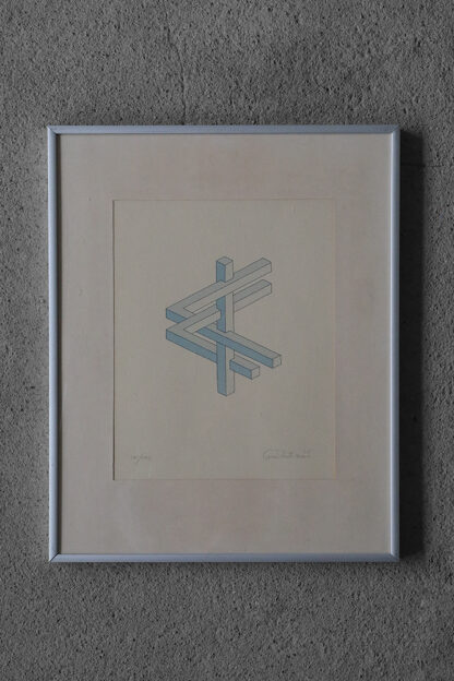 Oscar Reutersvärd, Impossible Figures,Color Lithograph, Framed