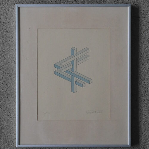 Oscar Reutersvärd, Impossible Figures,Color Lithograph, Framed